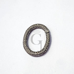 Pave diamond clasp,rose cut diamond pave clasp,925 sterling silver diamond handmade  round design lock, pave diamond carabiner lock