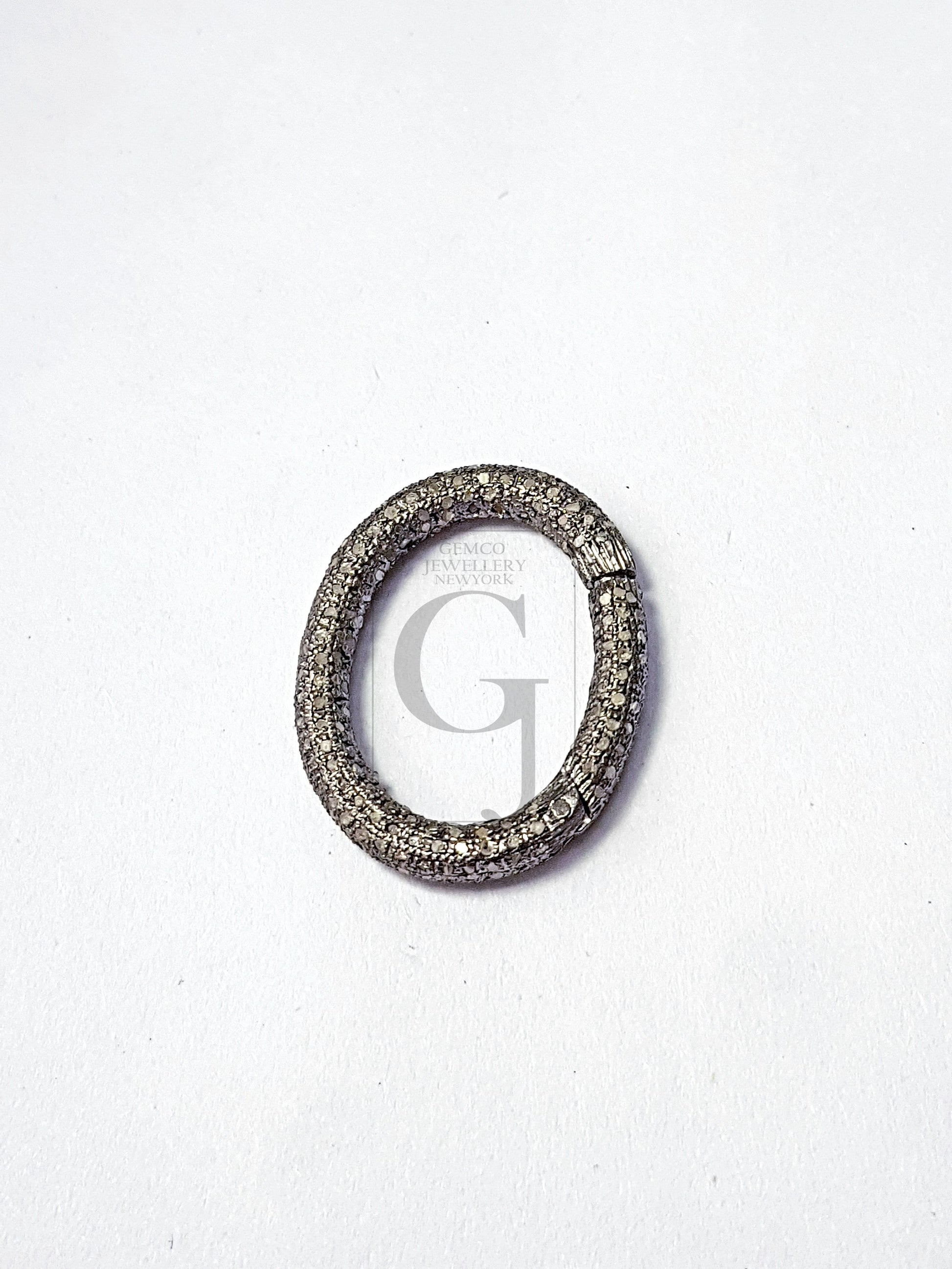 Pave diamond clasp,rose cut diamond pave clasp,925 sterling silver diamond handmade  round design lock, pave diamond carabiner lock