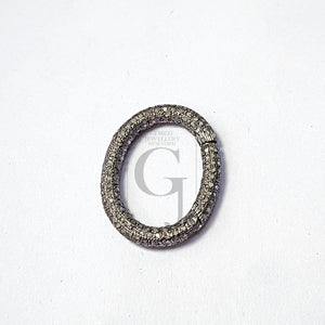 Pave diamond clasp,rose cut diamond pave clasp,925 sterling silver diamond handmade  round design lock, pave diamond carabiner lock