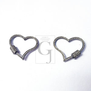 Pave Diamond 925 Sterling Silver Heart Fashionable Design Clasp Diamond Locks