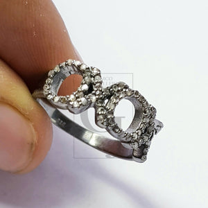 XOXO words saying ring Rosecut pave diamond rings 925 sterling silver handmade silver finish latest design diamond rings