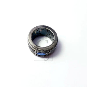 Antique Look Labradorite Ring Design Rosecut Pave Diamond Rings 925 Sterling Silver Handmade Silver Finish Diamond Ring