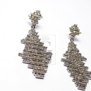 Very beautiful designed baguettes Pave diamond earring sterling silver earring pave diamond silver earring 925 sterling diamond earring