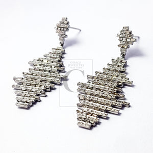 Very beautiful designed baguettes Pave diamond earring sterling silver earring pave diamond silver earring 925 sterling diamond earring