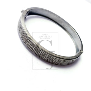 Beautiful Rosecut Pave Diamond Bangle 925 Sterling Silver Handmade Finish Diamond Bangle Bracelet