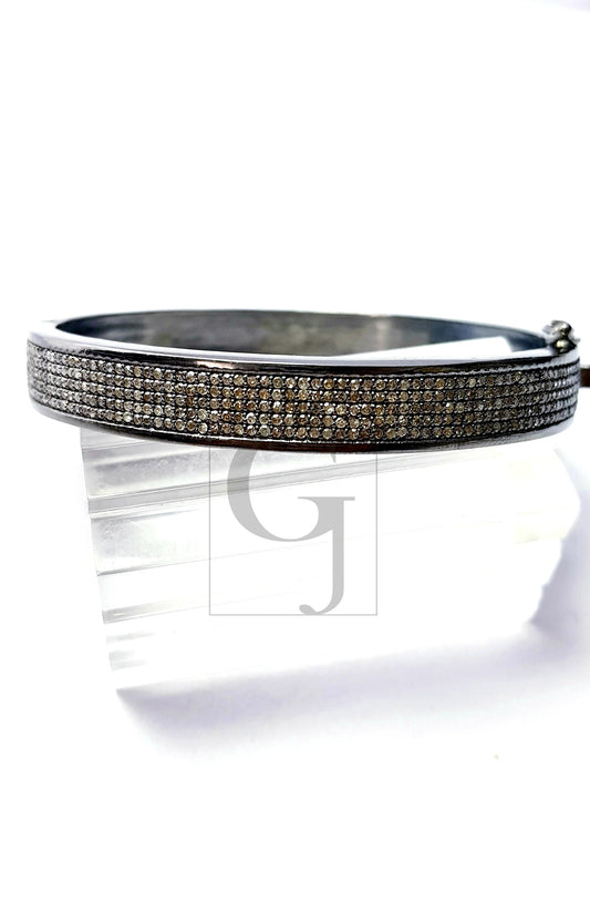 Beautiful Rosecut Pave Diamond Bangle 925 Sterling Silver Handmade Finish Diamond Bangle Bracelet