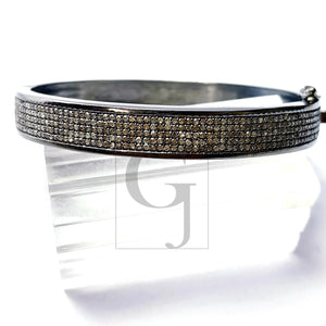 Beautiful Rosecut Pave Diamond Bangle 925 Sterling Silver Handmade Finish Diamond Bangle Bracelet