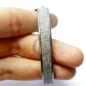 Beautiful Rosecut Pave Diamond Bangle 925 Sterling Silver Handmade Finish Diamond Bangle Bracelet