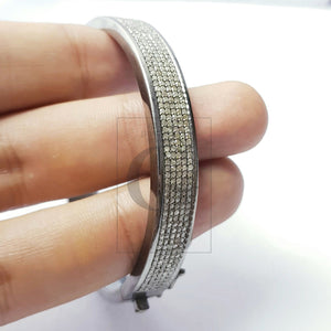 Beautiful Rosecut Pave Diamond Bangle 925 Sterling Silver Handmade Finish Diamond Bangle Bracelet