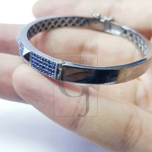 Beautiful Pyramid Bangle Rosecut pave Sapphire bangle 925 sterling silver handmade finish Sapphire bangle bracelet