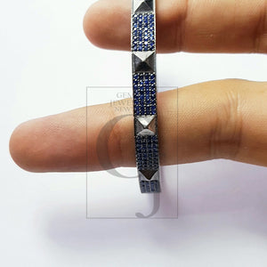 Beautiful Pyramid Bangle Rosecut pave Sapphire bangle 925 sterling silver handmade finish Sapphire bangle bracelet