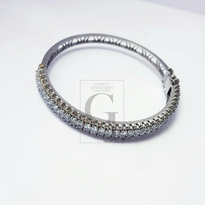 Rocecut pave diamond bangle 925 sterling silver handmade finish latest design diamond with natural blue topaz  stone bangle