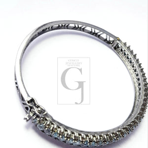 Rocecut pave diamond bangle 925 sterling silver handmade finish latest design diamond with natural blue topaz  stone bangle