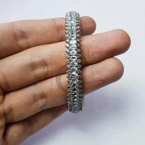 Rocecut pave diamond bangle 925 sterling silver handmade finish latest design diamond with natural blue topaz  stone bangle