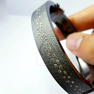 Uniqe handmade Rocecut pave diamond bangle 925 sterling silver rough frostik finish