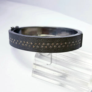 Uniqe handmade Rocecut pave diamond bangle 925 sterling silver rough frostik finish