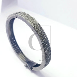 Antique Look 5 Rows Rocecut Pave Diamond Bangle 925 Sterling Silver Handmade Finish Latest Design Diamond Bangle Jewelry