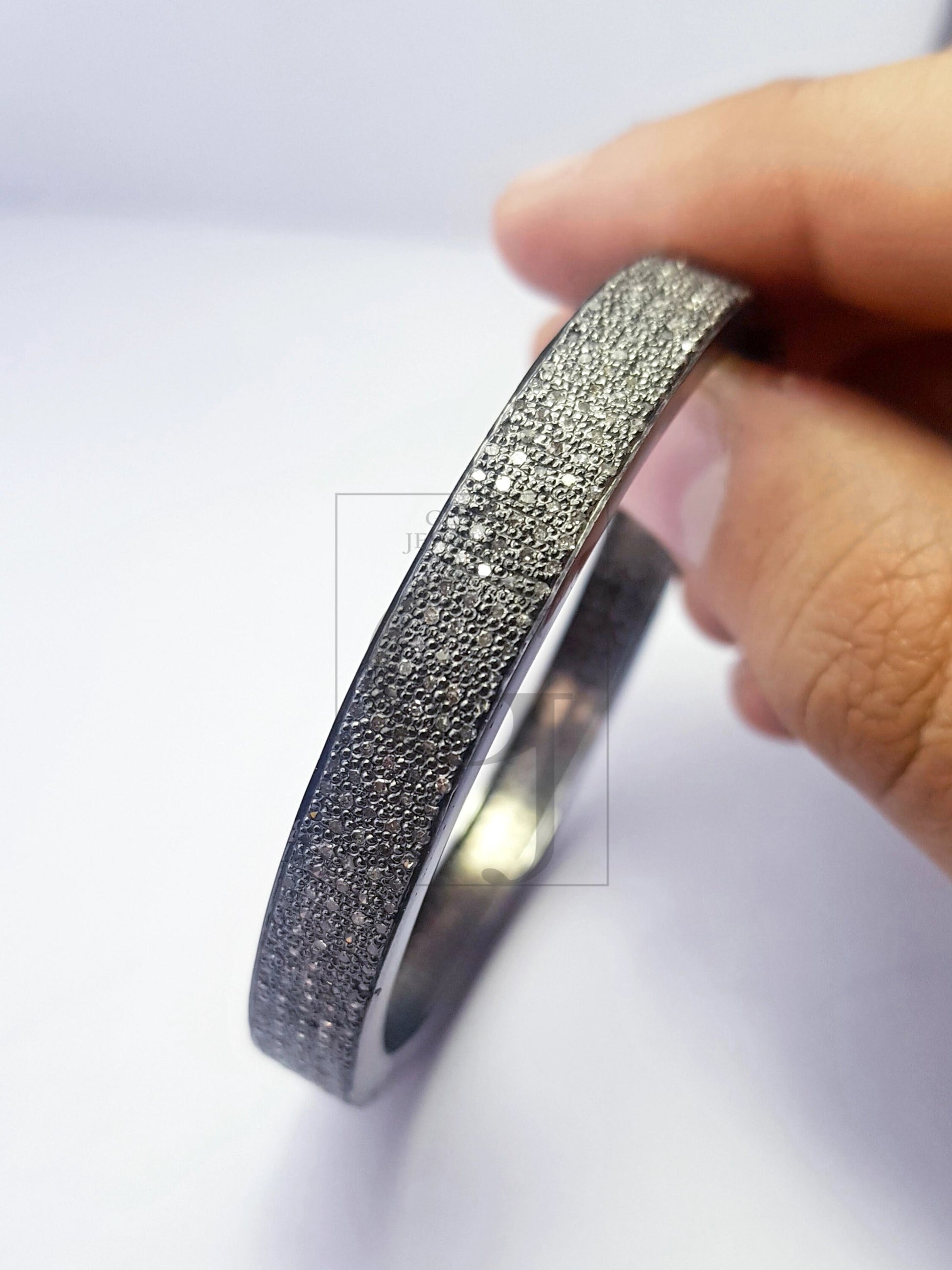 Antique Look 5 Rows Rocecut Pave Diamond Bangle 925 Sterling Silver Handmade Finish Latest Design Diamond Bangle Jewelry