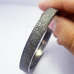 Antique Look 5 Rows Rocecut Pave Diamond Bangle 925 Sterling Silver Handmade Finish Latest Design Diamond Bangle Jewelry