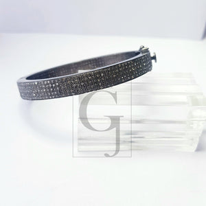 Antique Look 5 Rows Rocecut Pave Diamond Bangle 925 Sterling Silver Handmade Finish Latest Design Diamond Bangle Jewelry