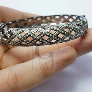 Very beautiful designer Rosecut pave diamond bangle 925 sterling silver handmade finish fashionable diamond bangle bracelet