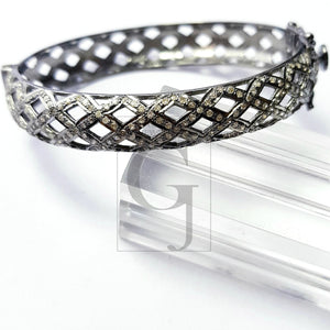 Very beautiful designer Rosecut pave diamond bangle 925 sterling silver handmade finish fashionable diamond bangle bracelet