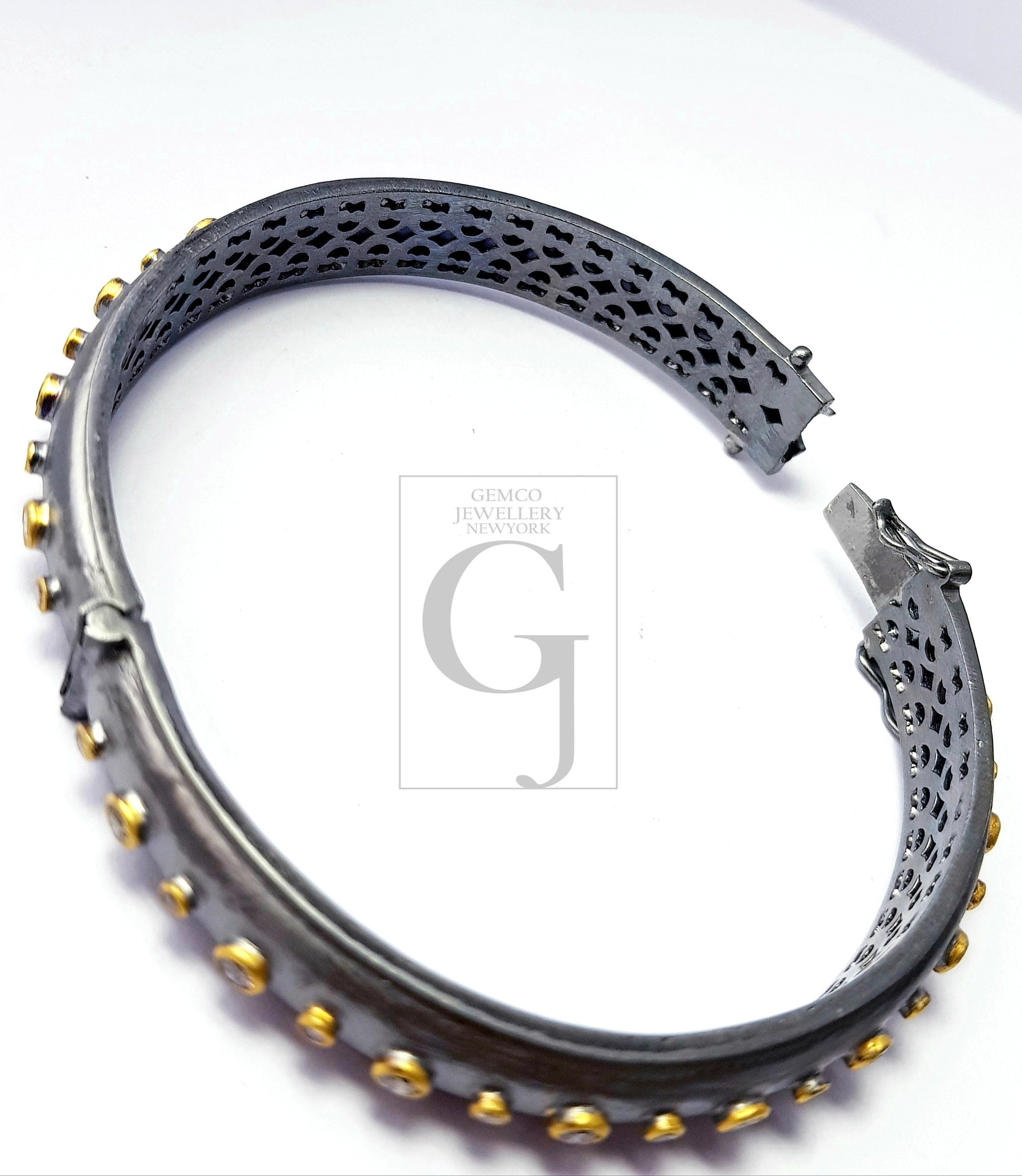 Rocecut Pave Diamond Bangle 925 Sterling Silver Handmade Finish Diamond Bangle