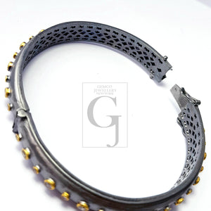 Rocecut Pave Diamond Bangle 925 Sterling Silver Handmade Finish Diamond Bangle