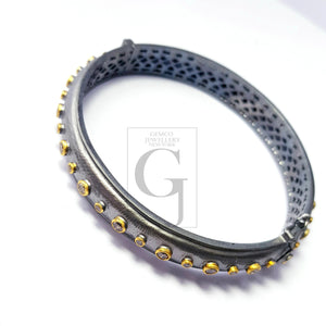 Rocecut Pave Diamond Bangle 925 Sterling Silver Handmade Finish Diamond Bangle