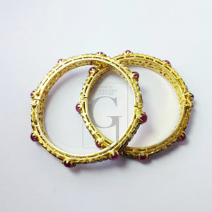 Indian Style Vermail Gold Ruby Bangle Rosecut Pave Diamond Bangle Bracelet 925 Sterling Silver Handmade Finish Diamond Bangle Bracelet