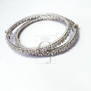 Pave diamond bangle sterling silver natural diamond baguettes bangle pave diamond silver bangle conflict free diamond bangle