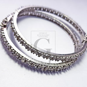 Pave diamond bangle sterling silver natural diamond baguettes bangle pave diamond silver bangle conflict free diamond bangle