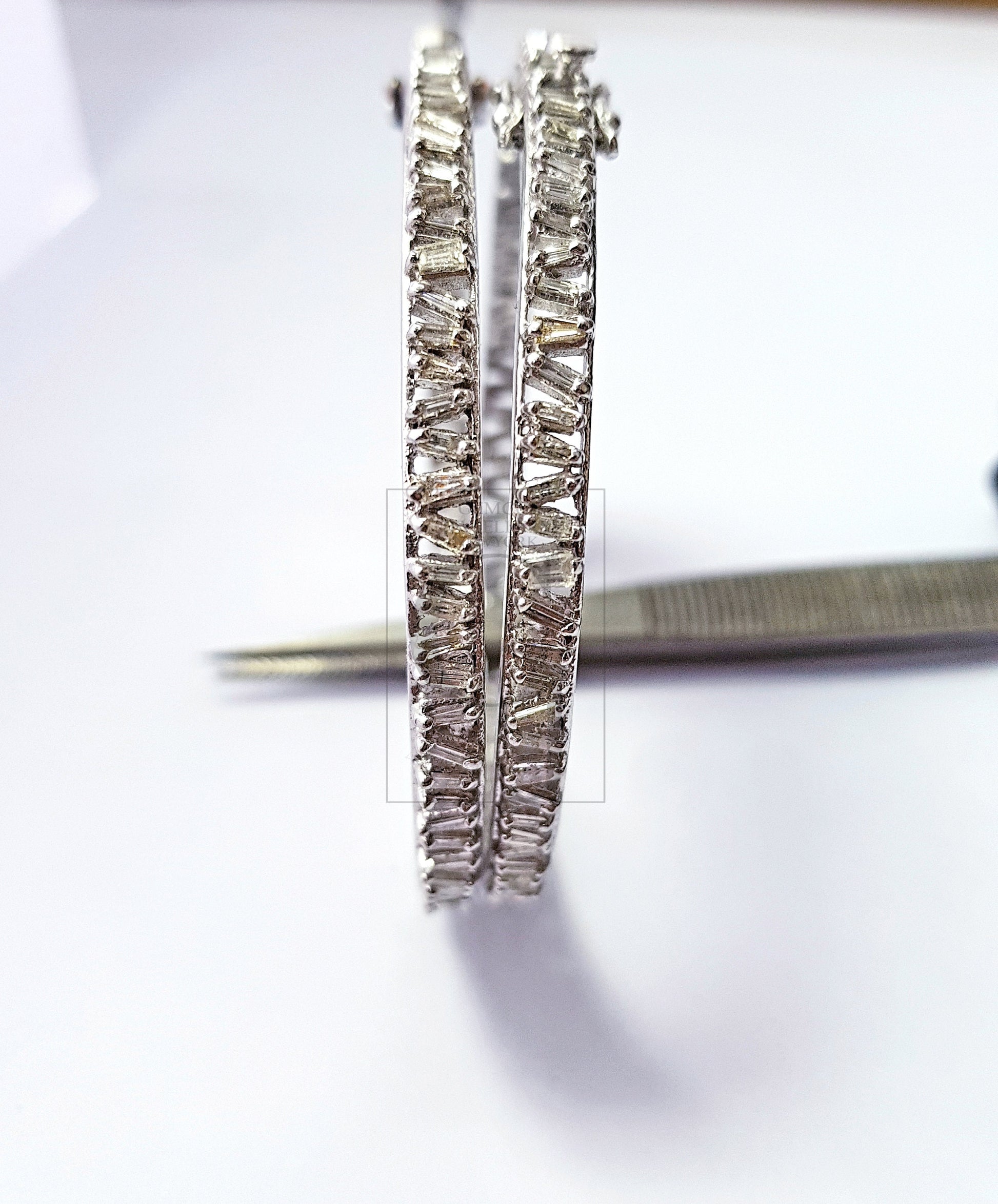 Pave diamond bangle sterling silver natural diamond baguettes bangle pave diamond silver bangle conflict free diamond bangle