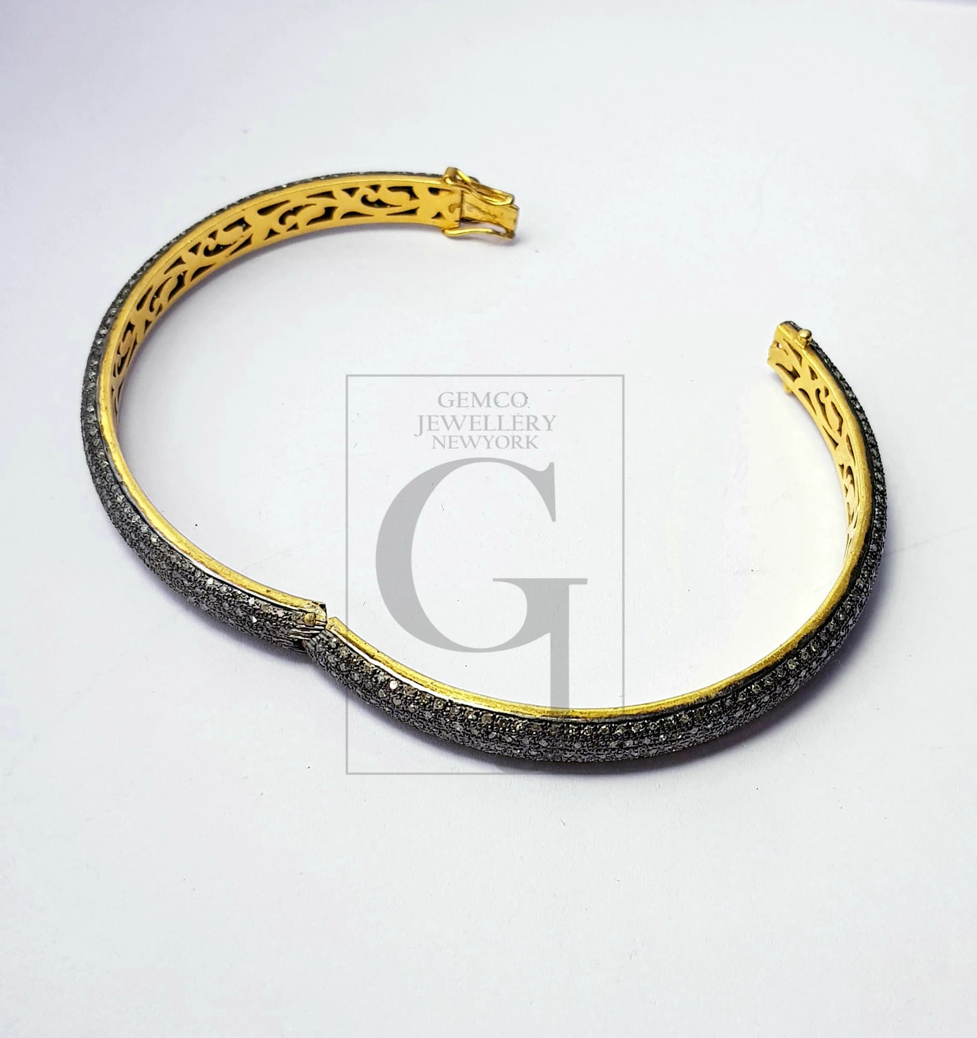 Rocecut pave diamond bangle 925 sterling silver handmade finish 5 line natural diamond very beautiful bangle