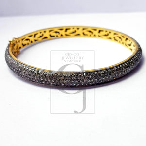 Rocecut pave diamond bangle 925 sterling silver handmade finish 5 line natural diamond very beautiful bangle