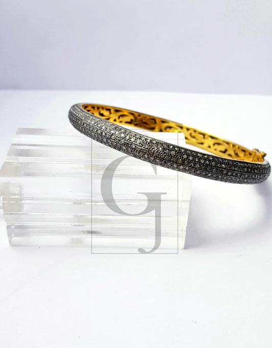 Rocecut pave diamond bangle 925 sterling silver handmade finish 5 line natural diamond very beautiful bangle