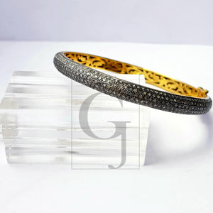 Rocecut pave diamond bangle 925 sterling silver handmade finish 5 line natural diamond very beautiful bangle
