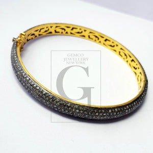 Rocecut pave diamond bangle 925 sterling silver handmade finish 5 line natural diamond very beautiful bangle