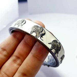 Pave diamond bangle 925 sterling silver handmade diamond enameling elephant design diamond bangle fine diamond bangle fashion jewelry