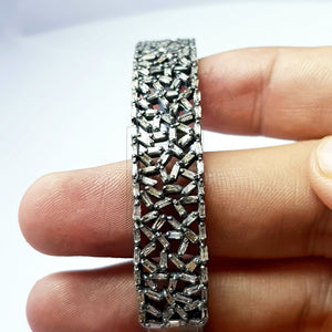 1pc Rocecut pave diamond baguettes bangle 925 sterling silver handmade finish very beautiful diamond baguettes bangle jewelry