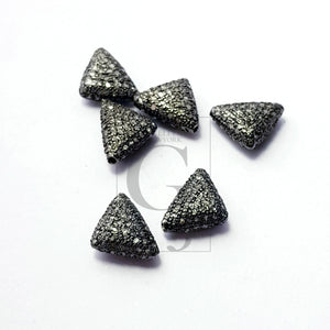 Beautiful Triangle Design Rosecut Pave Diamond Beads 925 Sterling Silver Handmade Silver Finish Diamond Beads