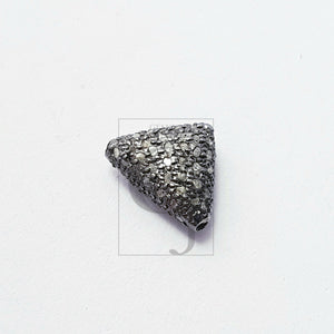 Beautiful Triangle Design Rosecut Pave Diamond Beads 925 Sterling Silver Handmade Silver Finish Diamond Beads