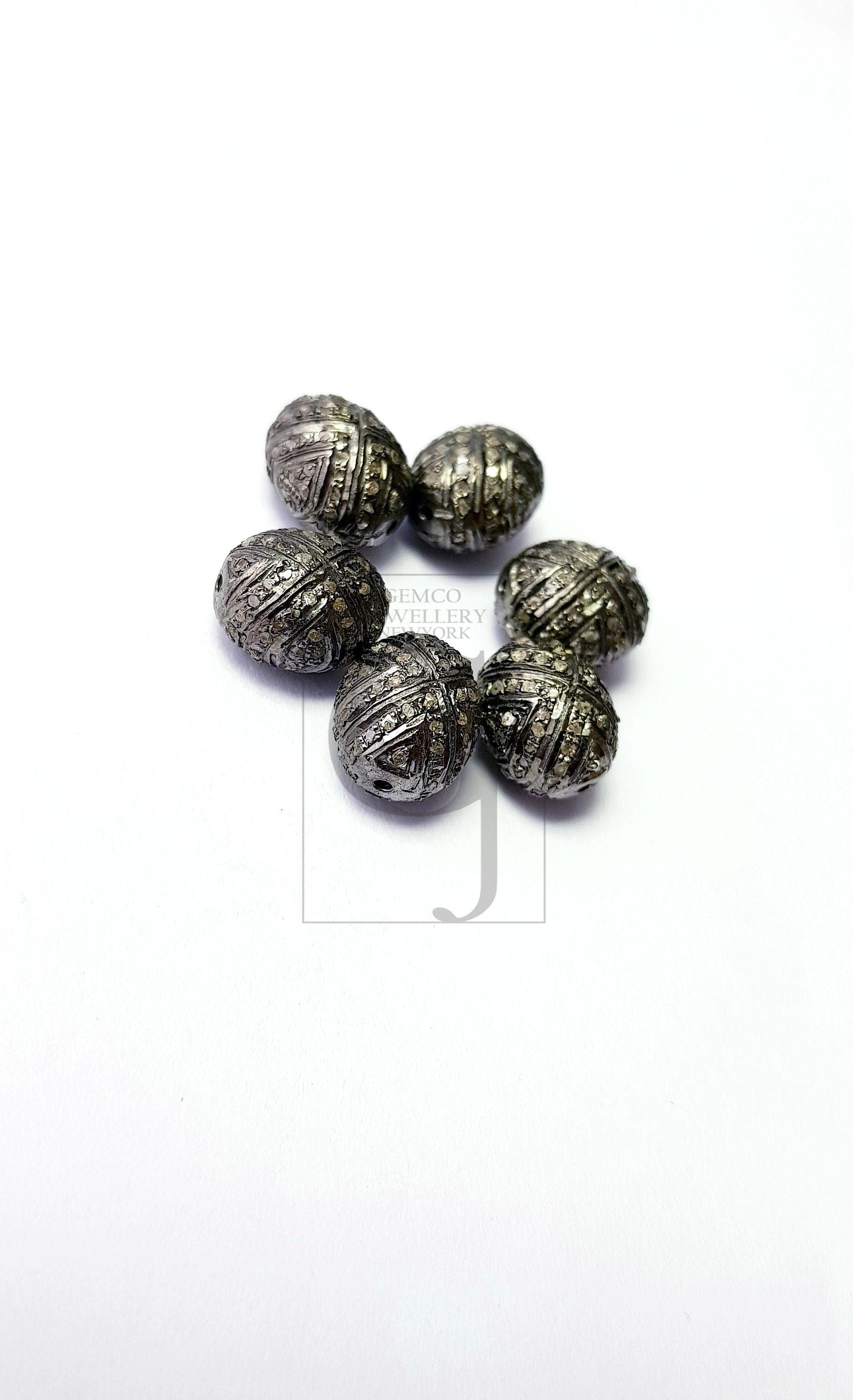 1pc Oxidized Finish Look Designer Rosecut Pave Diamond Bead 925 Sterling Silver Handmade Silver Finish Diamond Bead 12mm Size Bead Spacers