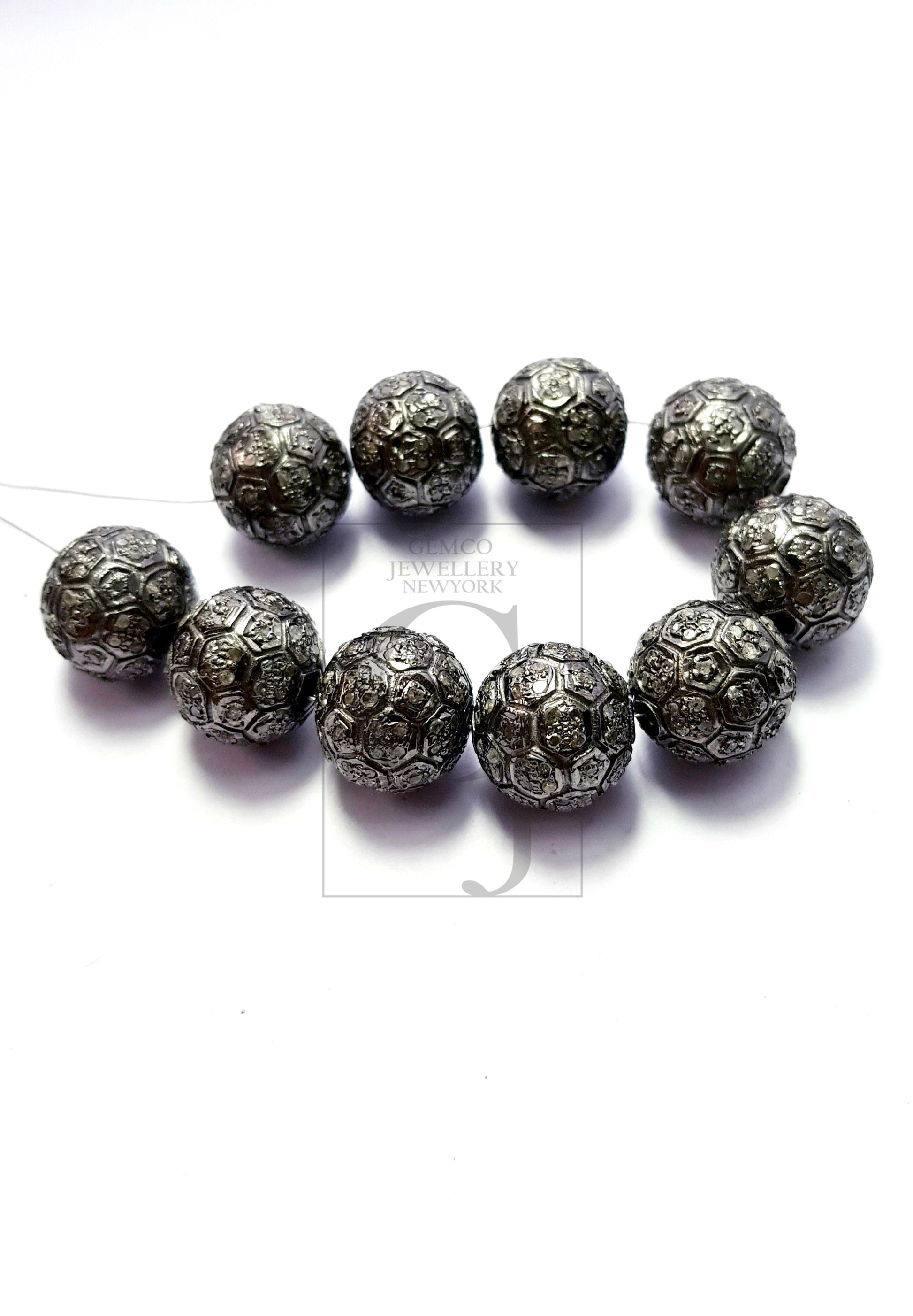 Ball Designer Rosecut Pave Diamond Bead 925 Sterling Silver Handmade Silver Beautiful Finish Diamond Bead