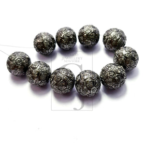 Ball Designer Rosecut Pave Diamond Bead 925 Sterling Silver Handmade Silver Beautiful Finish Diamond Bead