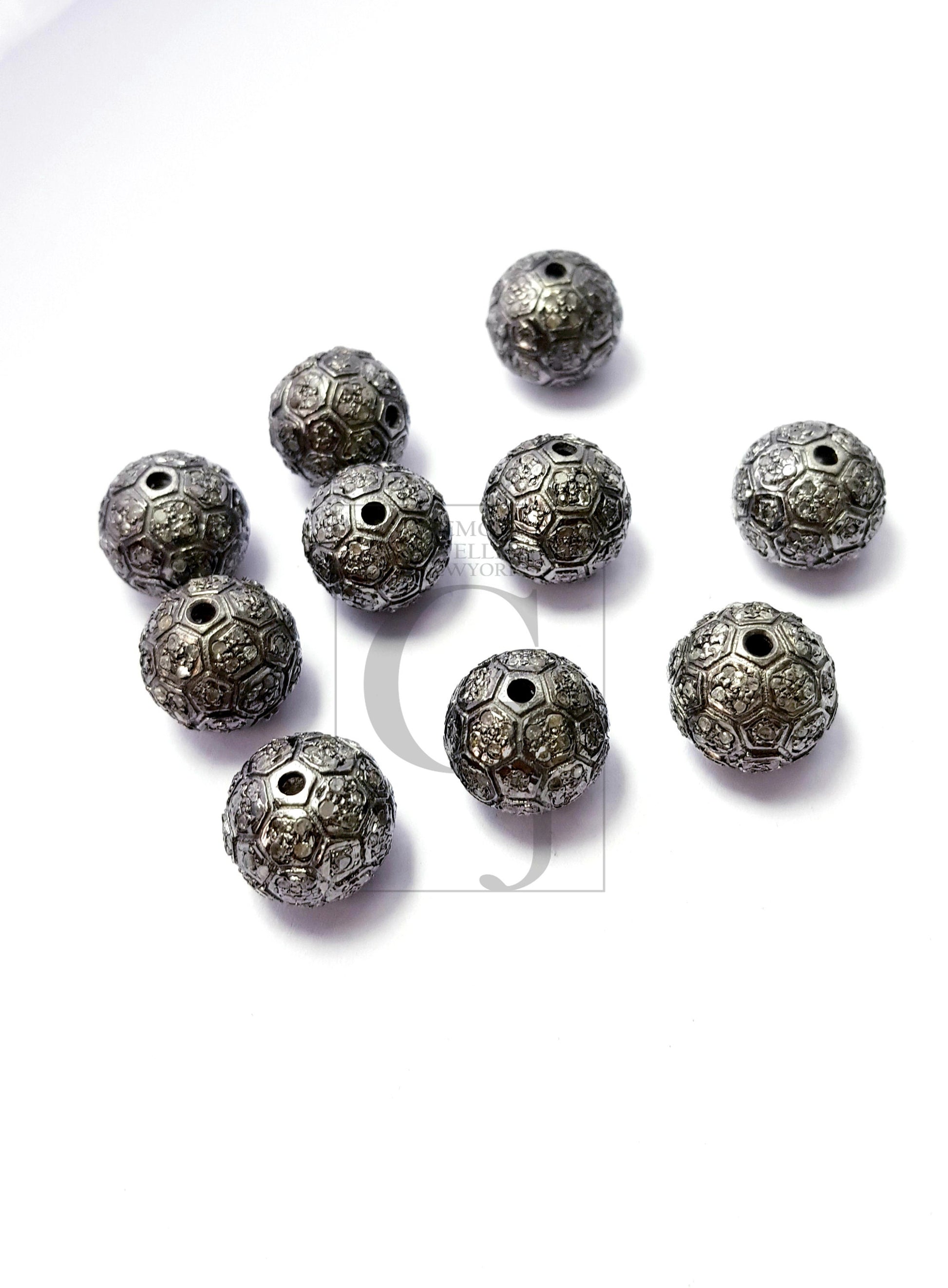 Ball Designer Rosecut Pave Diamond Bead 925 Sterling Silver Handmade Silver Beautiful Finish Diamond Bead