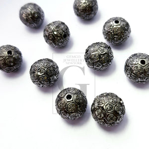 Ball Designer Rosecut Pave Diamond Bead 925 Sterling Silver Handmade Silver Beautiful Finish Diamond Bead