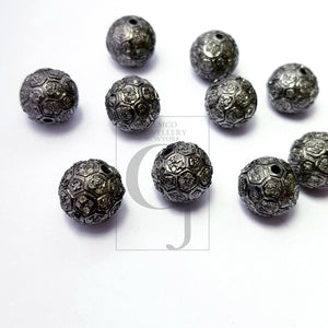 Ball Designer Rosecut Pave Diamond Bead 925 Sterling Silver Handmade Silver Beautiful Finish Diamond Bead