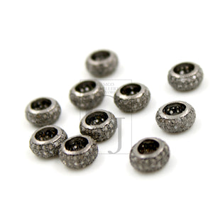 10mm / 8mm / 6mm Rondelles Pave diamond  bead / Pave spacers design Pave diamond 925 sterling silver handmade jewelry diamond fine jewelry