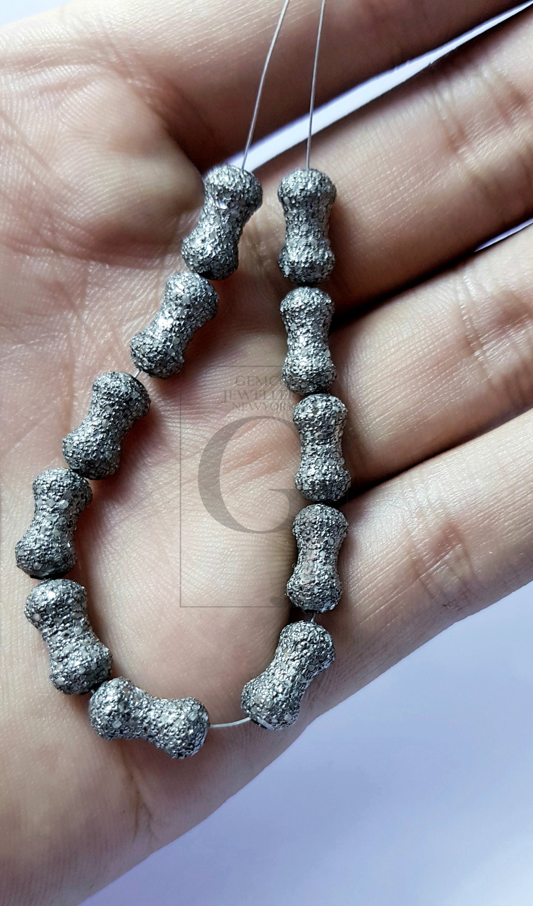 1pc Bead Rosecut Pave Diamond Bead 925 Sterling Silver Handmade Silver Finish Beautiful Diamond Bead/Spacers Necklace Bracelet Jewelry